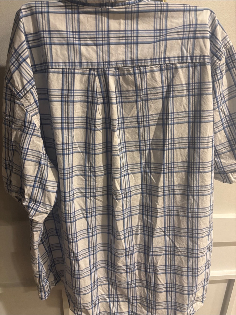 St. John's Bay White and Blue Plaid Cotton Button-Down Shirt - Picture 3 of 5